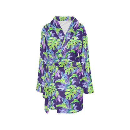 Tropical Flower Pattern Print Design TF019 Women's Fleece Robe