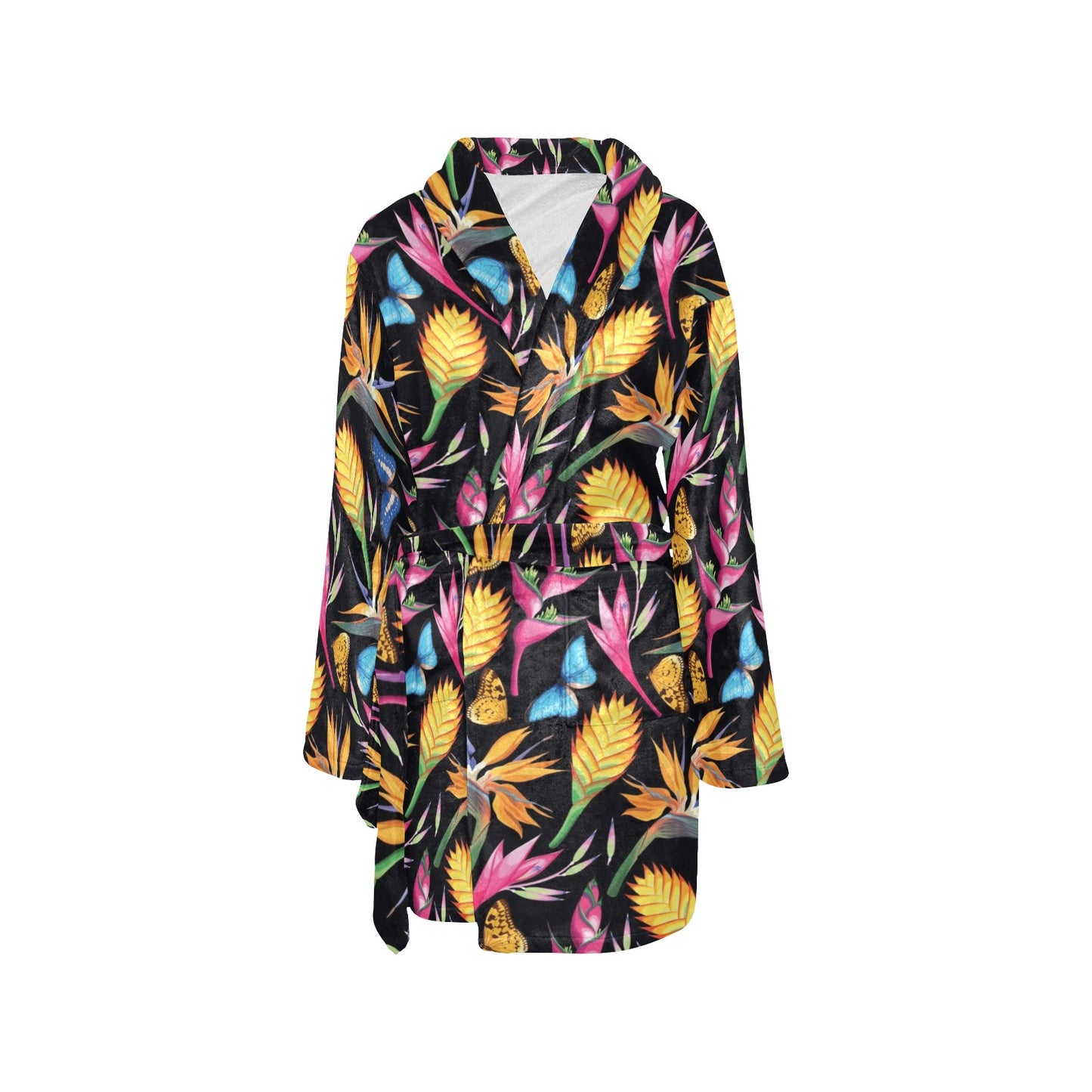 Tropical Flower Pattern Print Design TF016 Women's Fleece Robe
