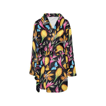 Tropical Flower Pattern Print Design TF016 Women's Fleece Robe