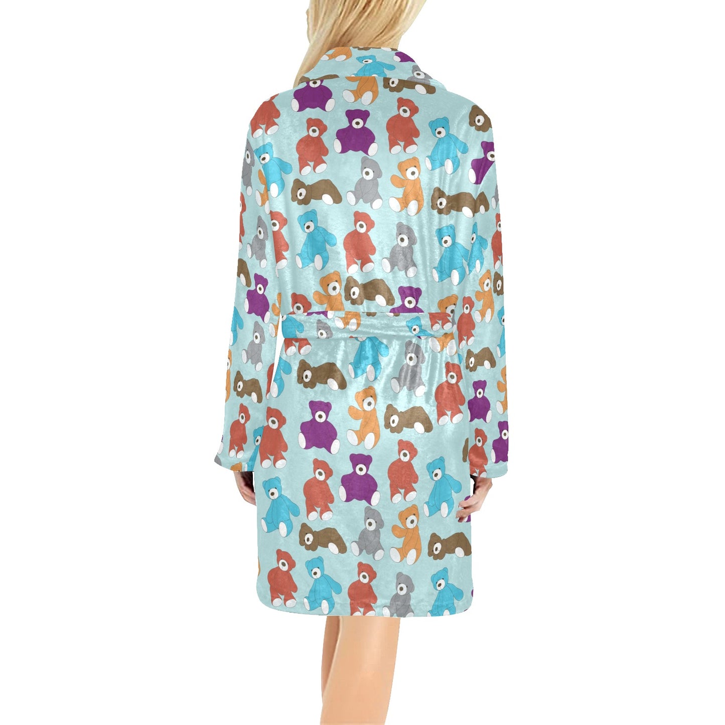Bear Cute Pattern Print Design 03 Women's Fleece Robe