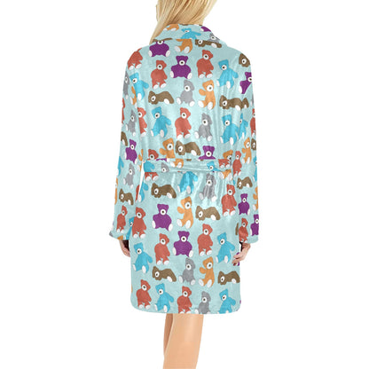 Bear Cute Pattern Print Design 03 Women's Fleece Robe