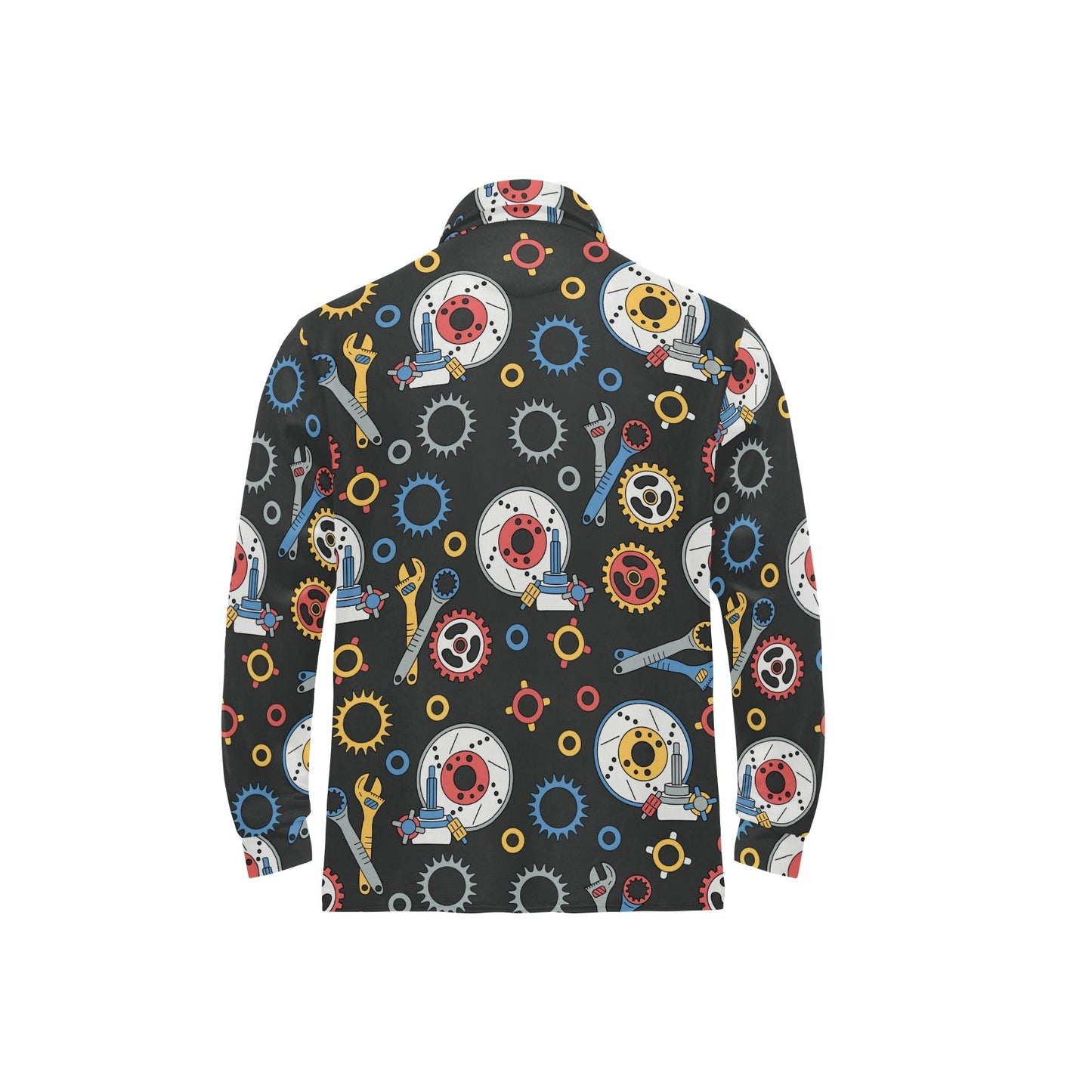 Mechanic Pattern Print Design 01 Long Sleeve Polo Shirt For Men's