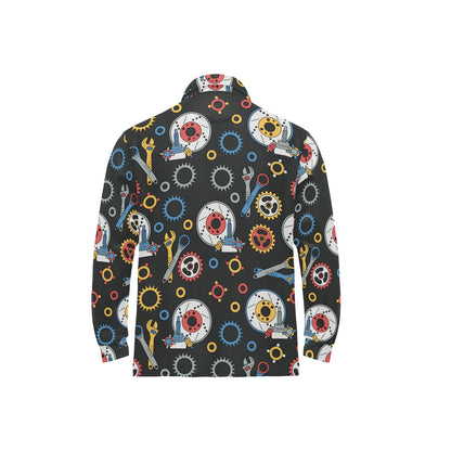 Mechanic Pattern Print Design 01 Long Sleeve Polo Shirt For Men's