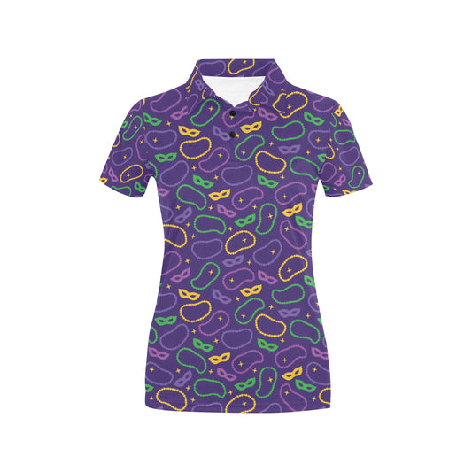 Mardi Gras Pattern Print Design 04 Women's Polo Shirt