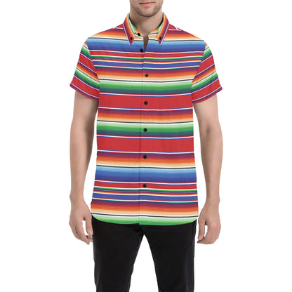 Serape Print Design LKS304 Men Short Sleeve Button Up Shirt