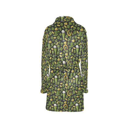 Clover St Patricks Pattern Print Design 03 Women's Fleece Robe