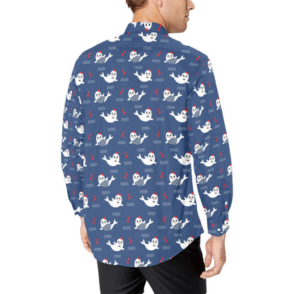 Sea Lion Print Design LKS403 Men's Long Sleeve Dress Shirt