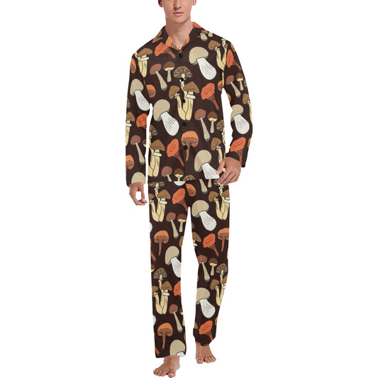 Mushroom Pattern Print Design A05 Men's Long Pajama Set