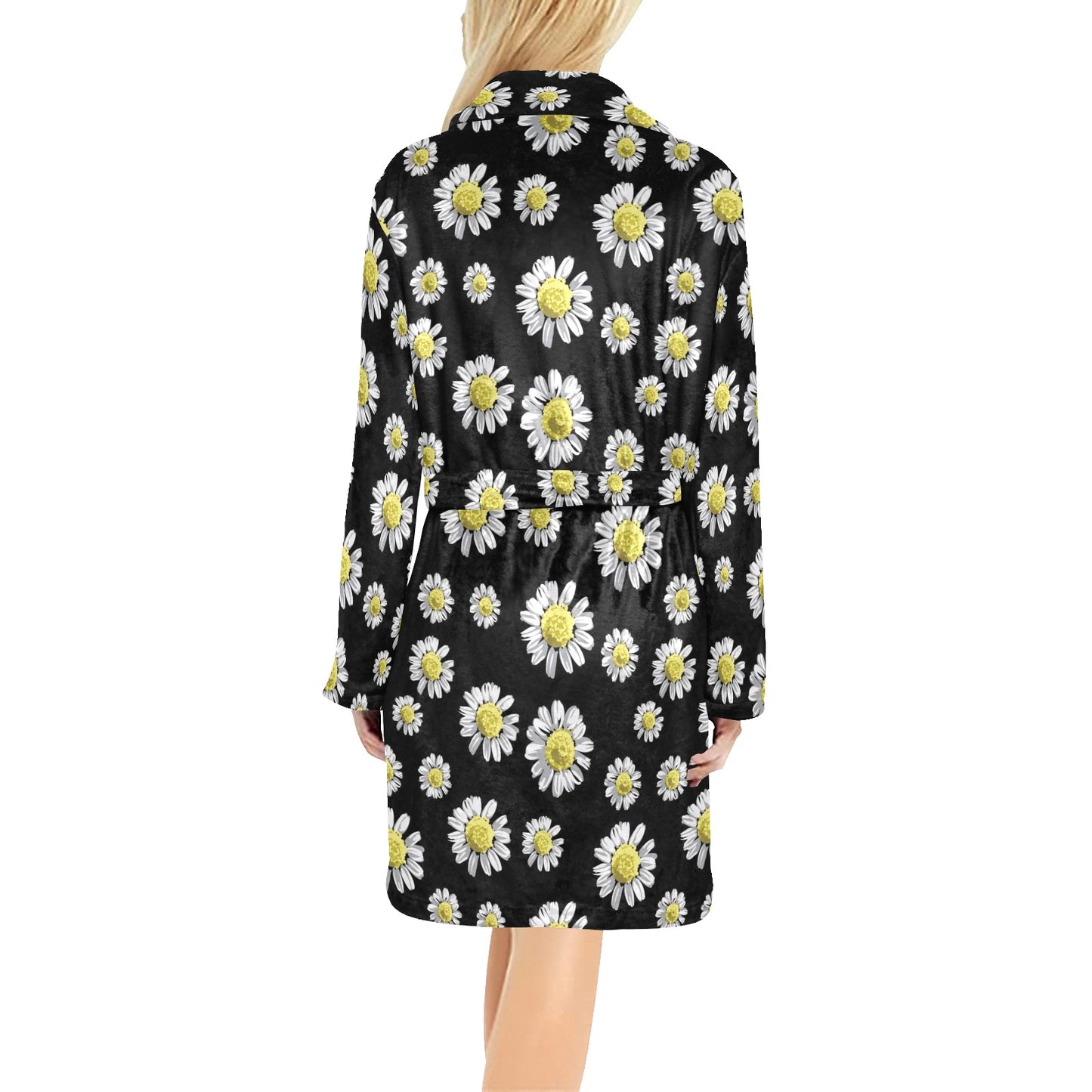 Daisy Pattern Print Design DS01 Women's Fleece Robe