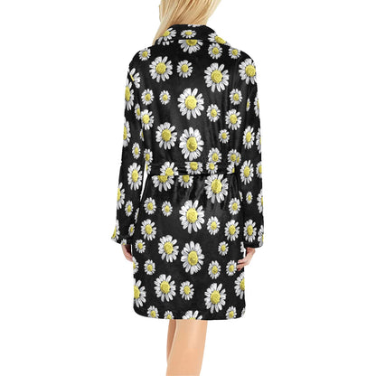 Daisy Pattern Print Design DS01 Women's Fleece Robe