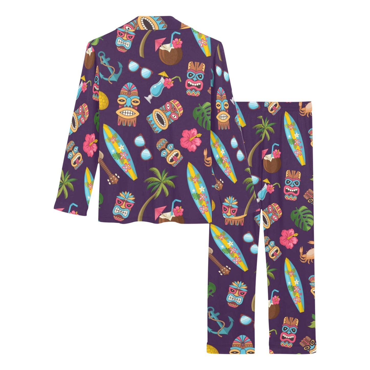 Hawaiian Themed Pattern Print Design H024 Women's Long Pajama Set