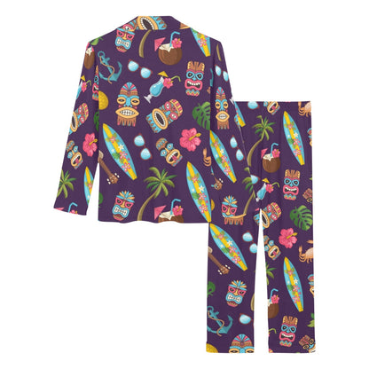 Hawaiian Themed Pattern Print Design H024 Women's Long Pajama Set