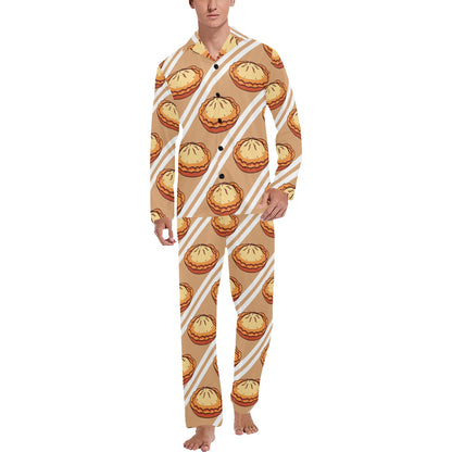 Pie Pattern Print Design A02 Men's Long Pajama Set