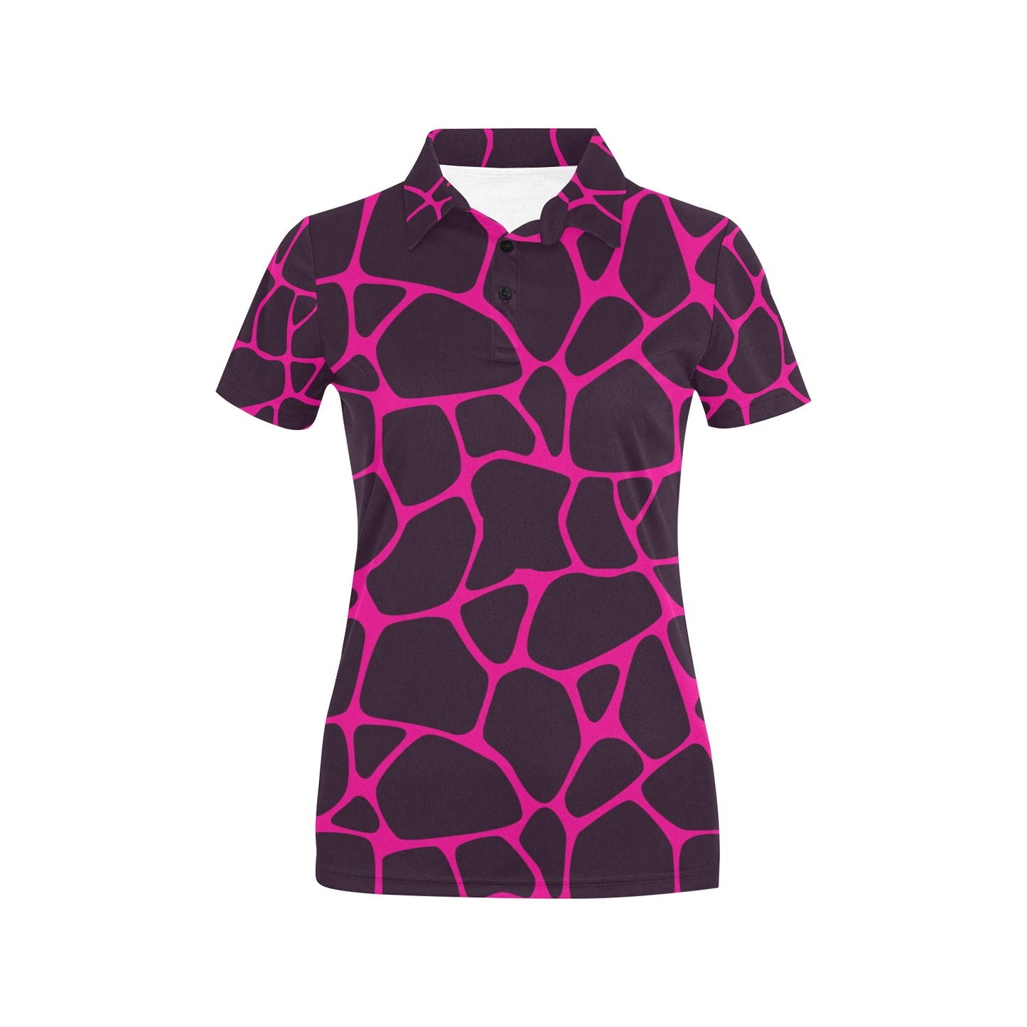Giraffe Pink Background Texture Print Women's Polo Shirt