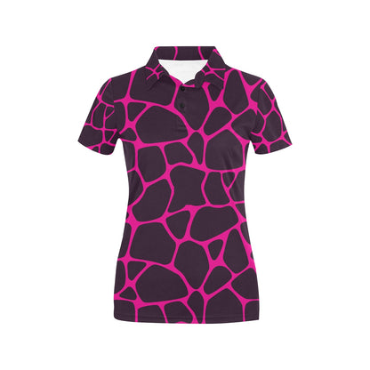 Giraffe Pink Background Texture Print Women's Polo Shirt