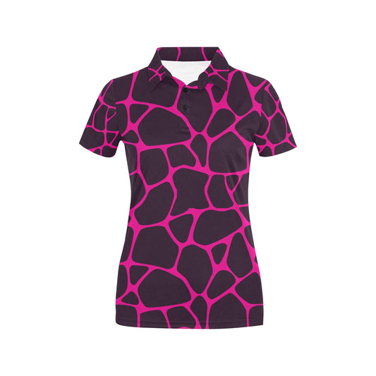 Giraffe Pink Background Texture Print Women's Polo Shirt