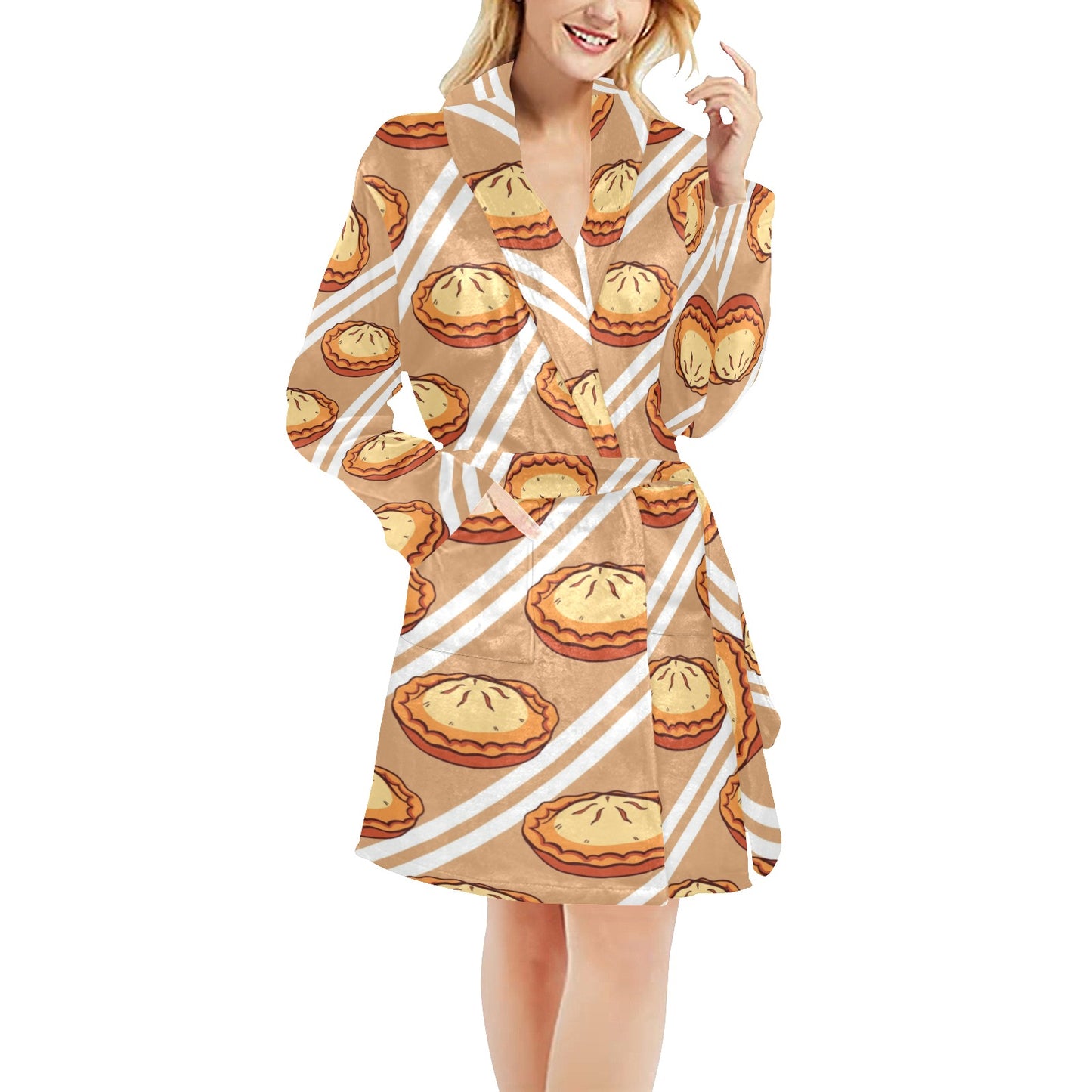Pie Pattern Print Design A02 Women's Fleece Robe