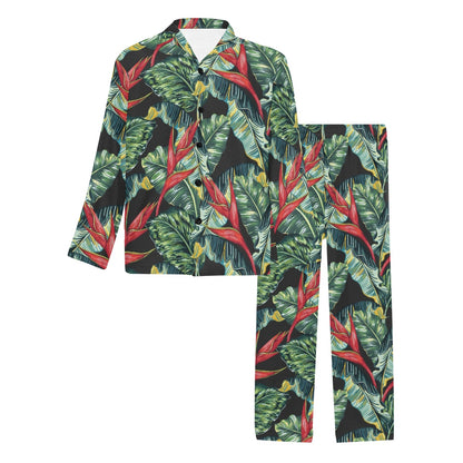 Bird Of Paradise Pattern Print Design BOP06 Men's Long Pajama Set