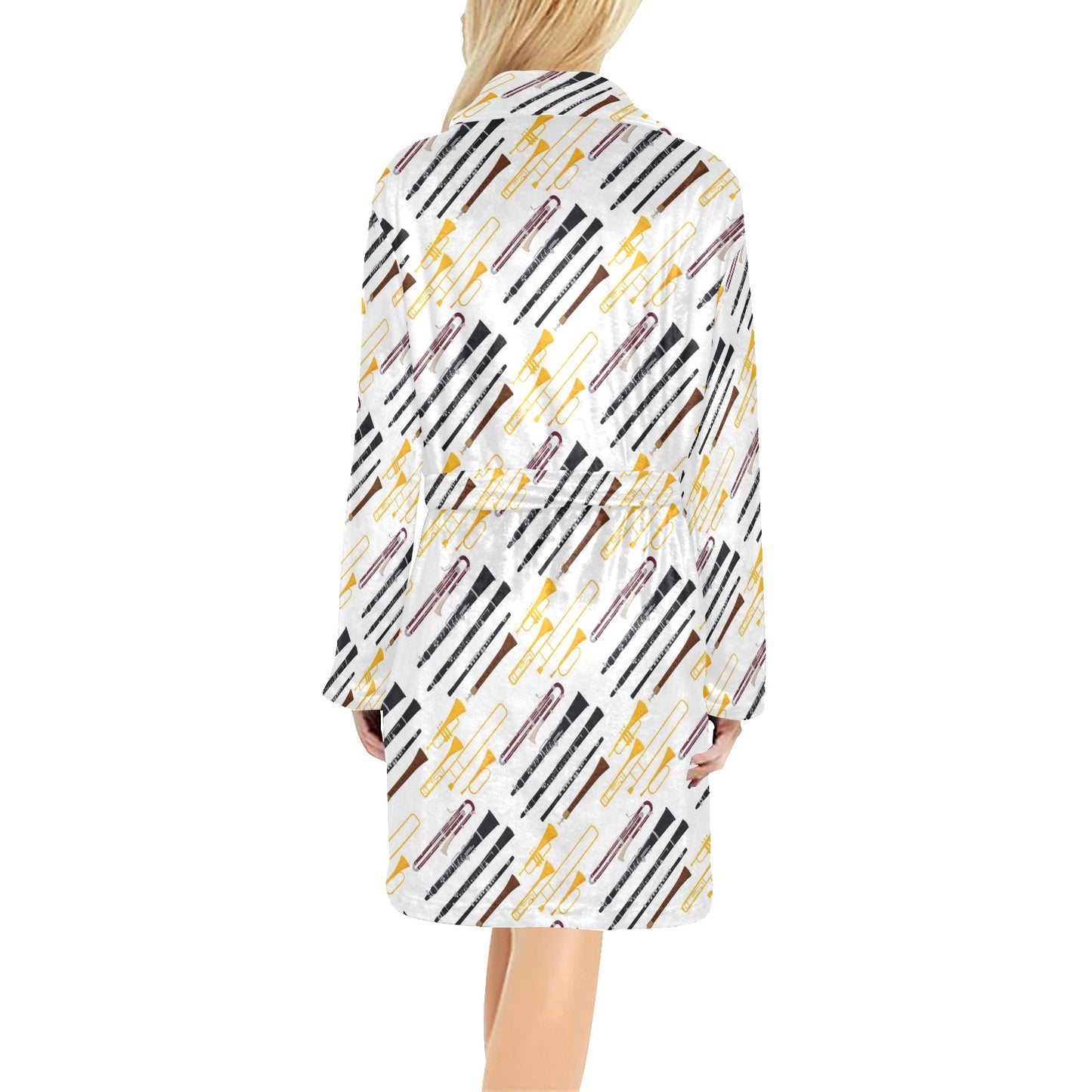 Clarinet Pattern Print Design 01 Women's Fleece Robe