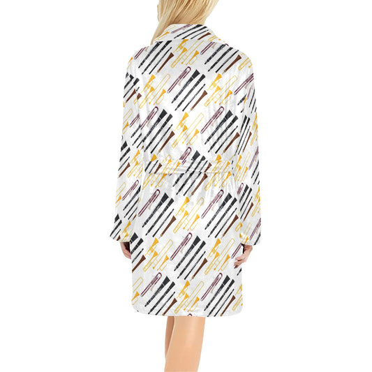 Clarinet Pattern Print Design 01 Women's Fleece Robe