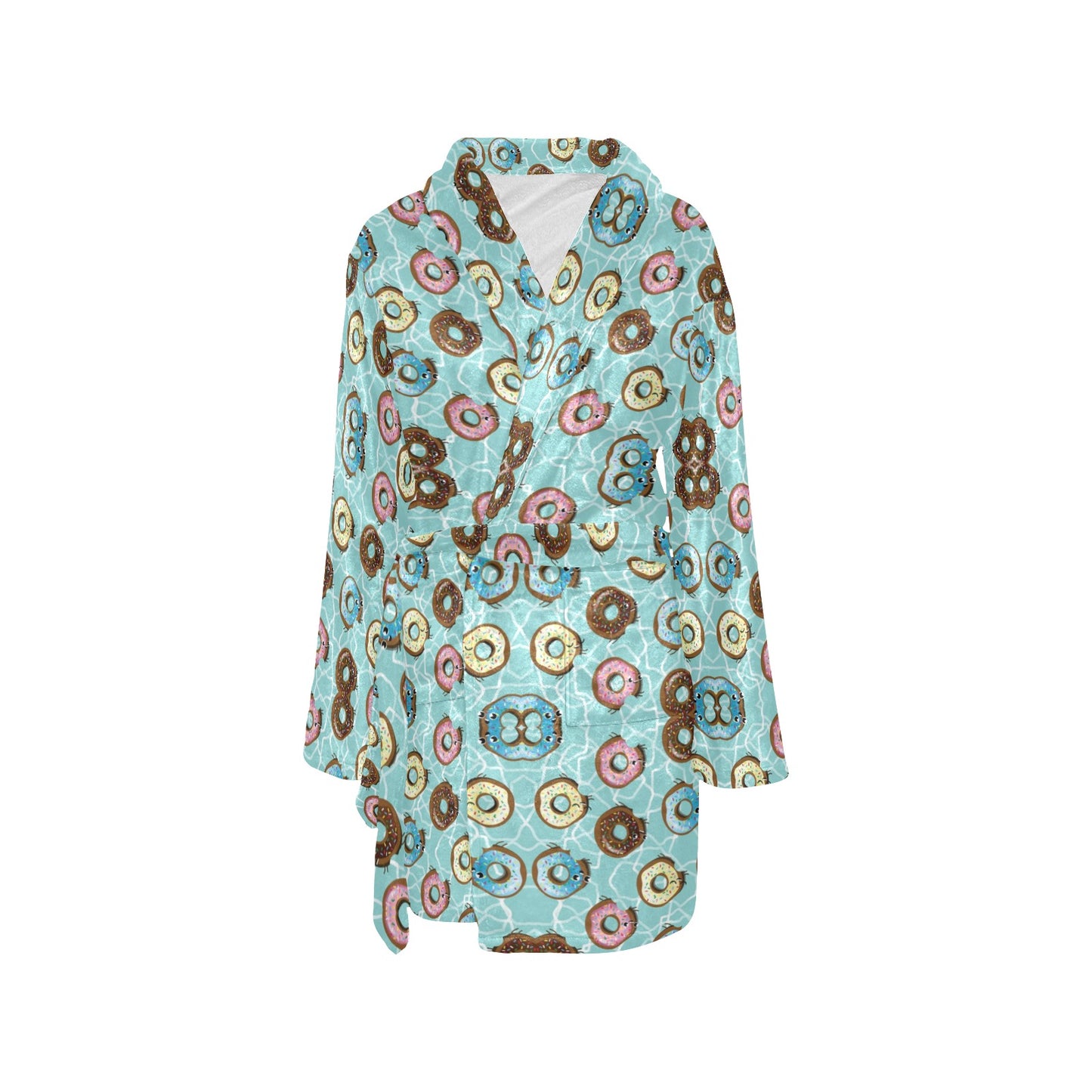 Emoji Donut Print Pattern Women's Fleece Robe