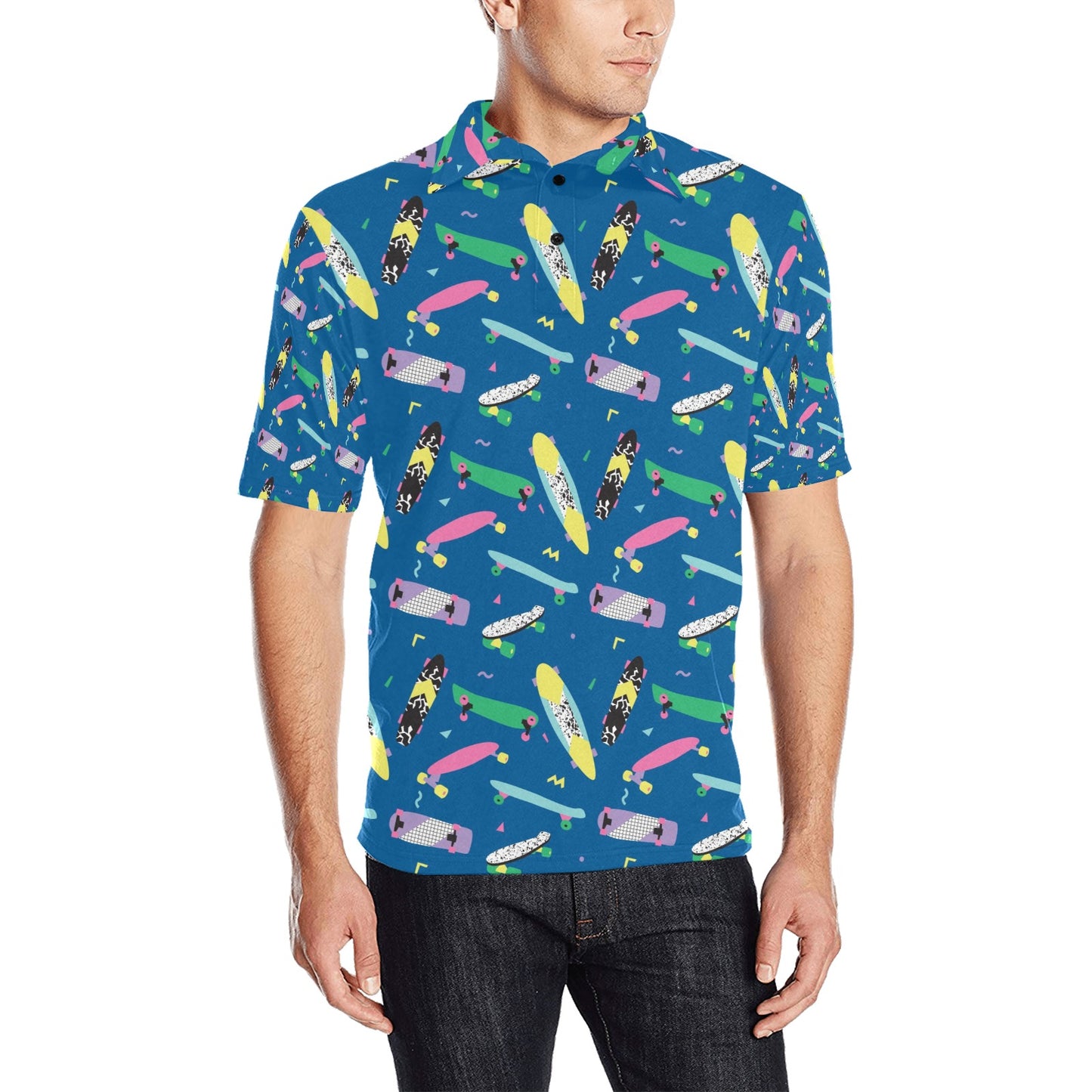 Skateboard Print Design LKS302 Men Polo Shirt