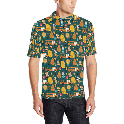 School Bus Print Design LKS309 Men Polo Shirt
