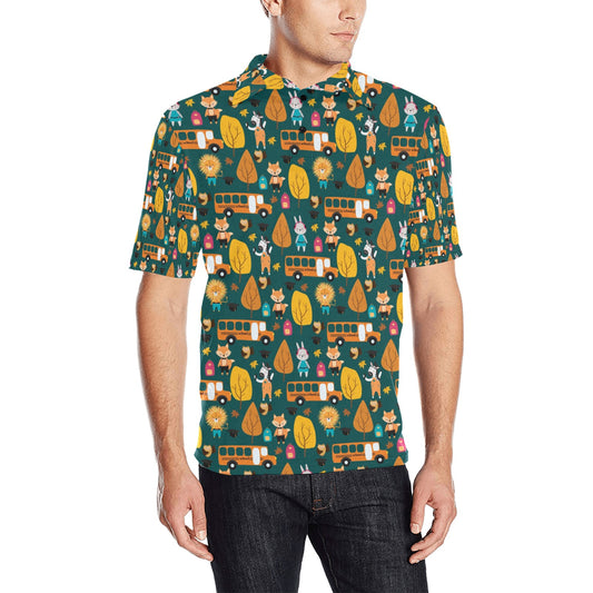 School Bus Print Design LKS309 Men Polo Shirt