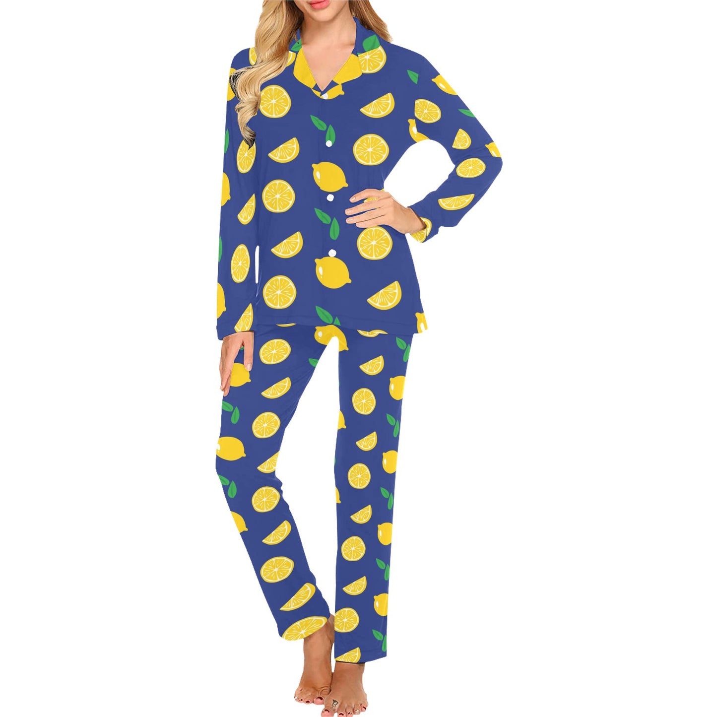 Citrus  Pattern Print Design 02 Women's Long Pajama Set