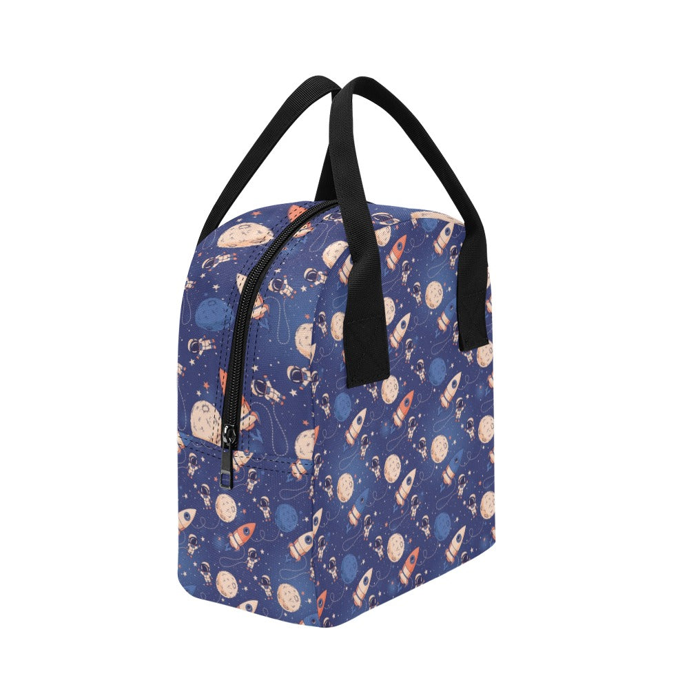Space Astronaut Rocket Print Design LKS304 Insulated Lunch Bag