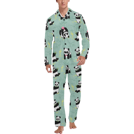 Panda Pattern Print Design A05 Men's Long Pajama Set