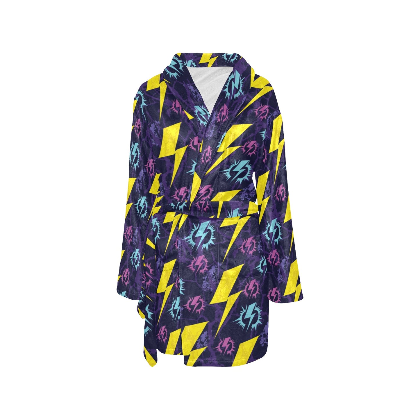 Lightning Thunder Pattern Print Design 01 Women's Fleece Robe