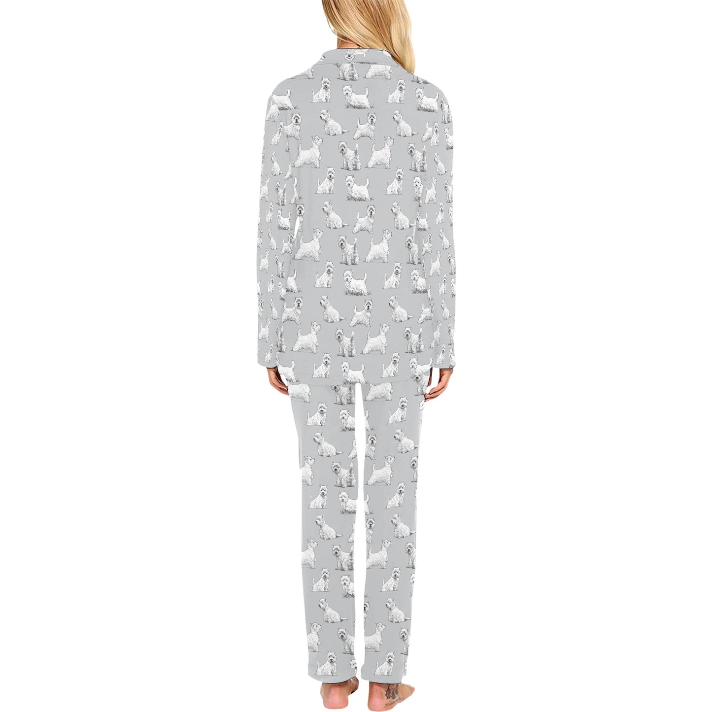 Scottish Terriers Print Design LKS3011 Women's Long Pajama Set