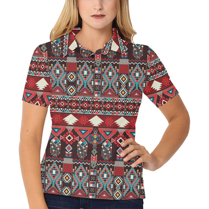 Tribal Aztec Indians native american Women's Polo Shirt