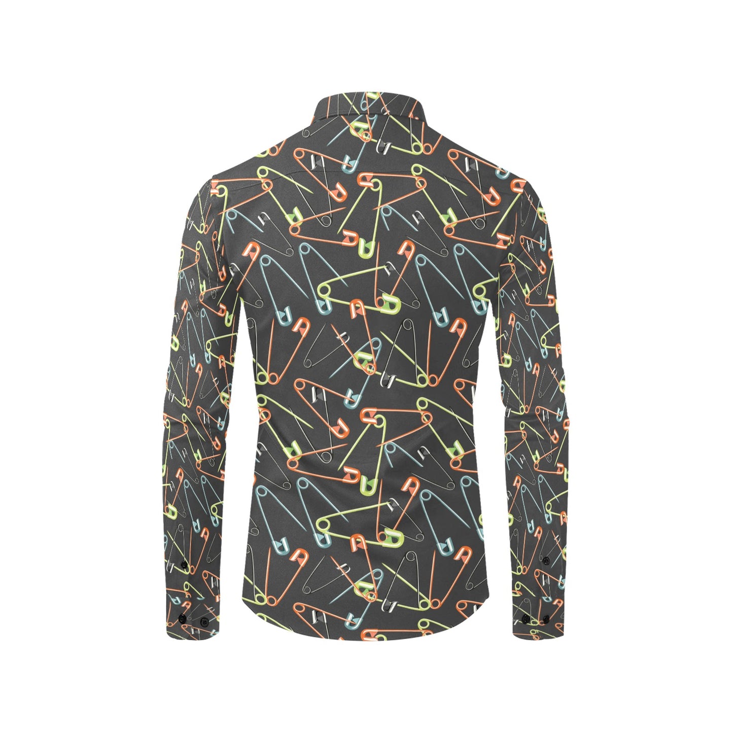 Safety Pin Print Design LKS301 Men's Long Sleeve Dress Shirt