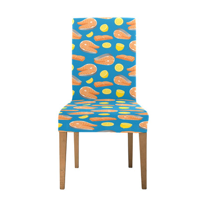Salmon Steak With Lemon Print Design LKS308 Dining Chair Slipcover