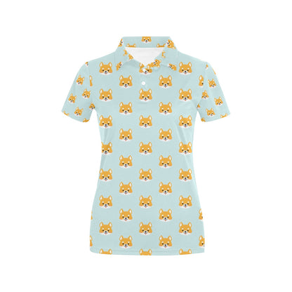 Shiba Inu Print Design LKS301 Women's Polo Shirt
