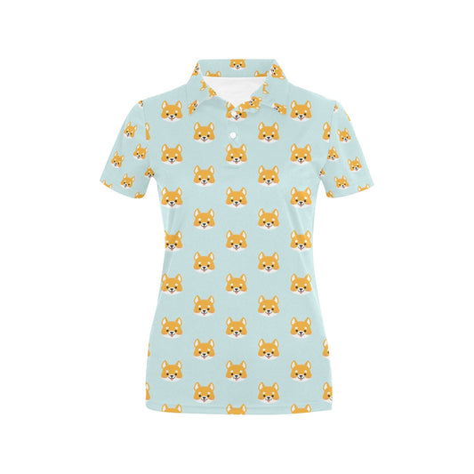 Shiba Inu Print Design LKS301 Women's Polo Shirt