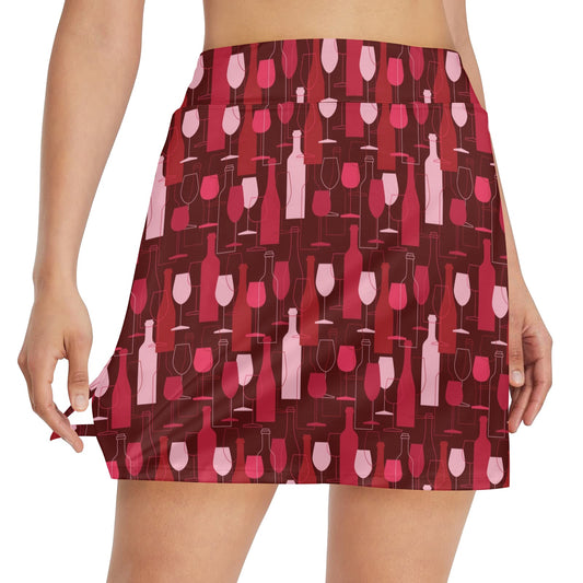 Wine Print Design LKS304 17" Golf & Pickleball Skort with Pockets