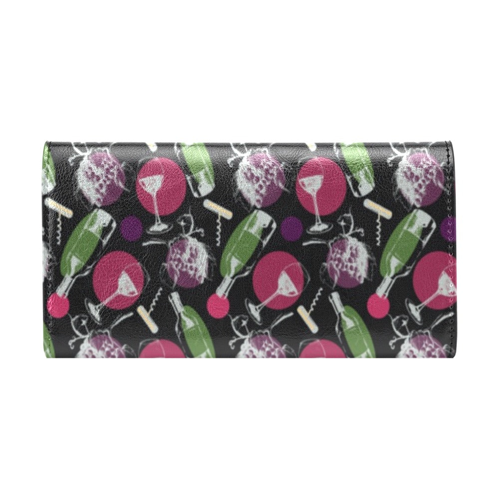 Wine Print Design LKS307 Women's Trifold Wallet
