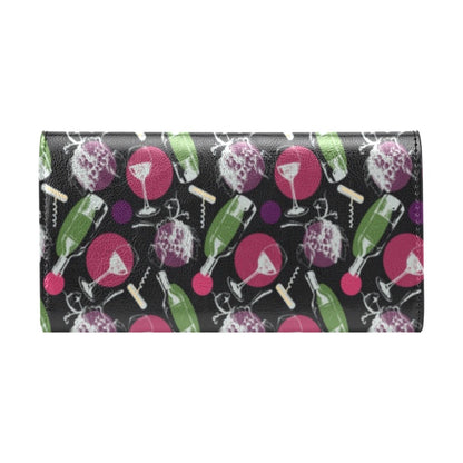 Wine Print Design LKS307 Women's Trifold Wallet