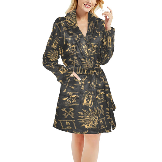 American indian Gold Style Women's Fleece Robe