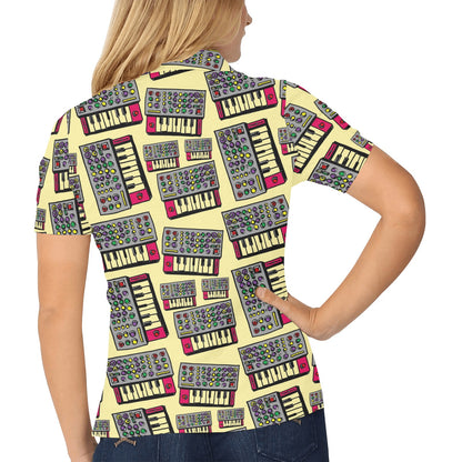 Synthesizer Pattern Print Design 01 Women's Polo Shirt