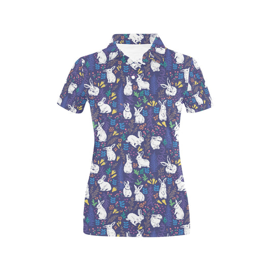 Bunny Pattern Print Design 01 Women's Polo Shirt