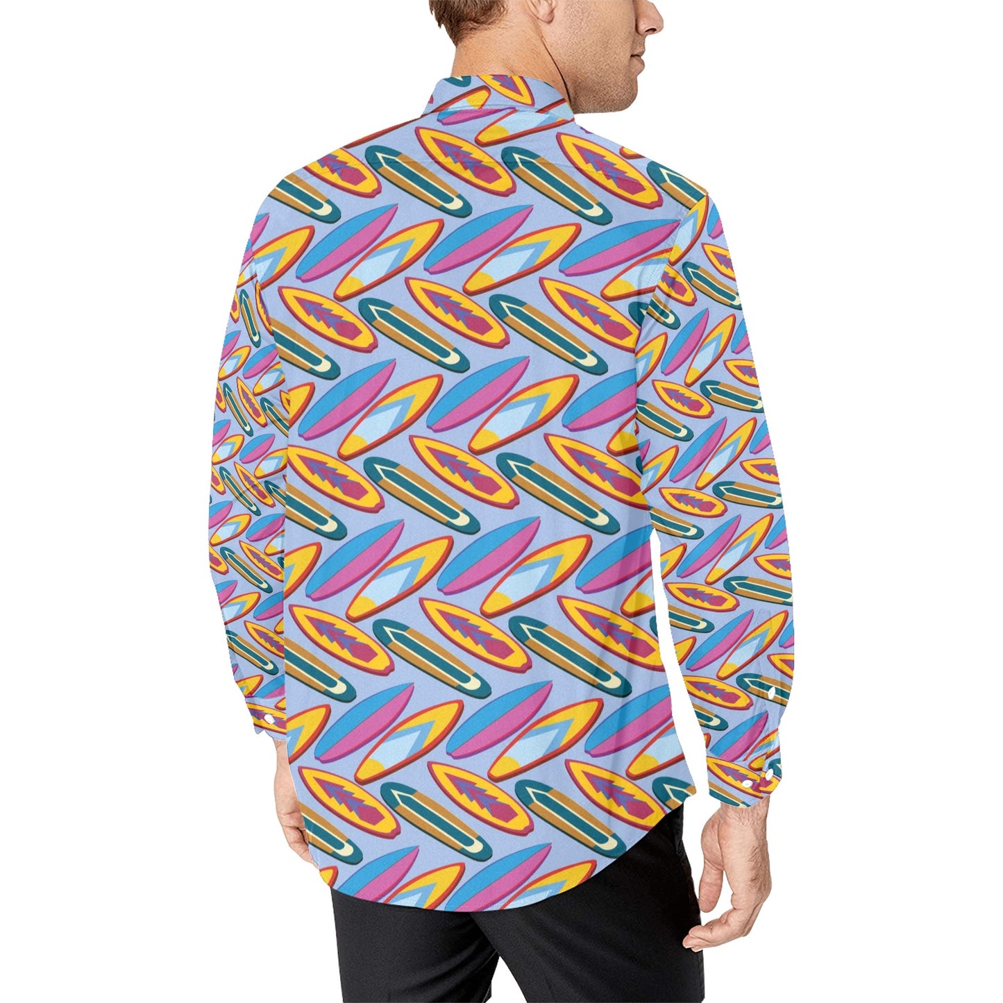 Surfboard Pattern Print Design LKS303 Men's Long Sleeve Dress Shirt
