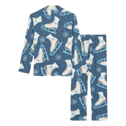 Ice Skate Pattern Print Design 01 Women's Long Pajama Set