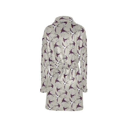 Swallow Bird Pattern Print Design 03 Women's Fleece Robe