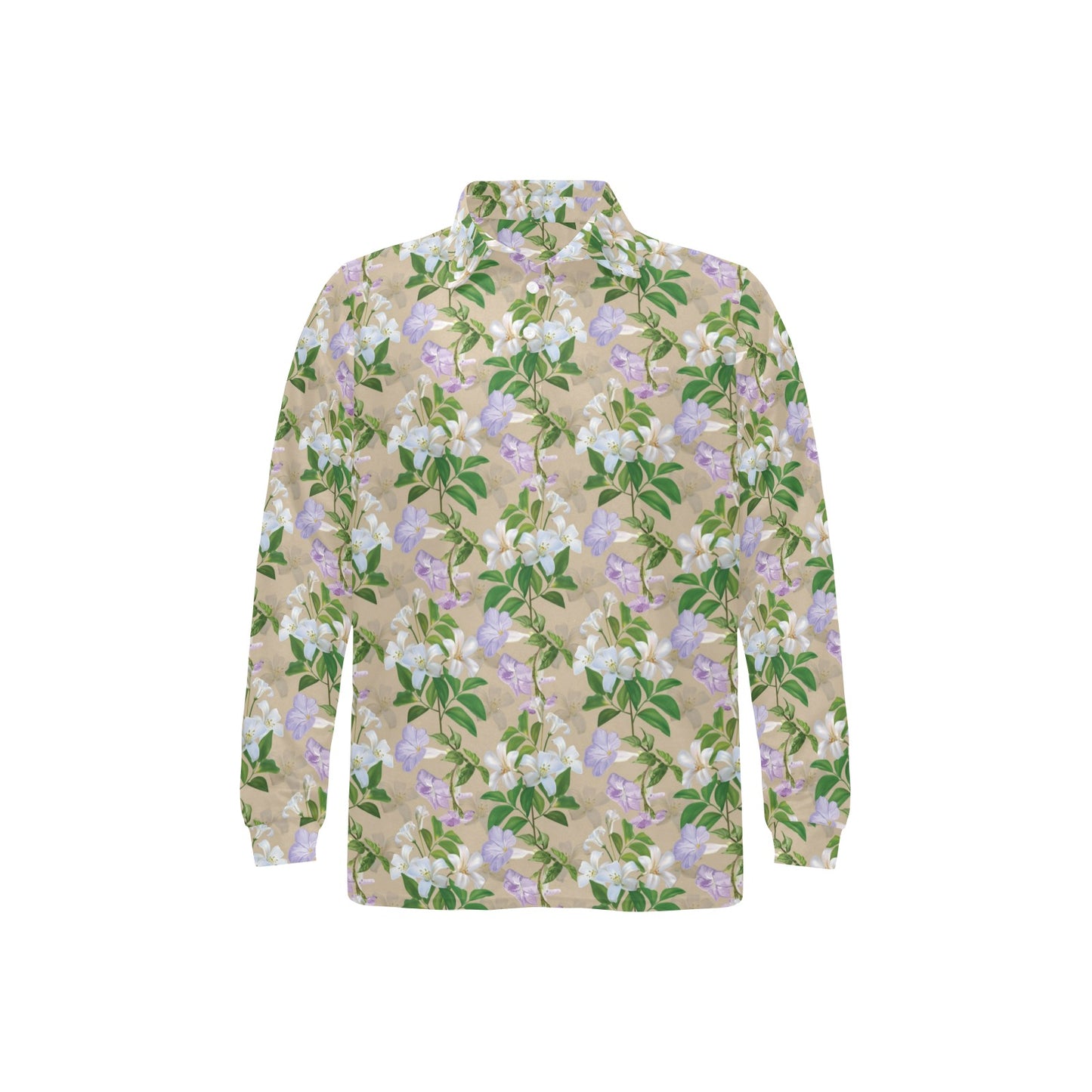 Sampaguita Print Design LKS302 Long Sleeve Polo Shirt For Men's