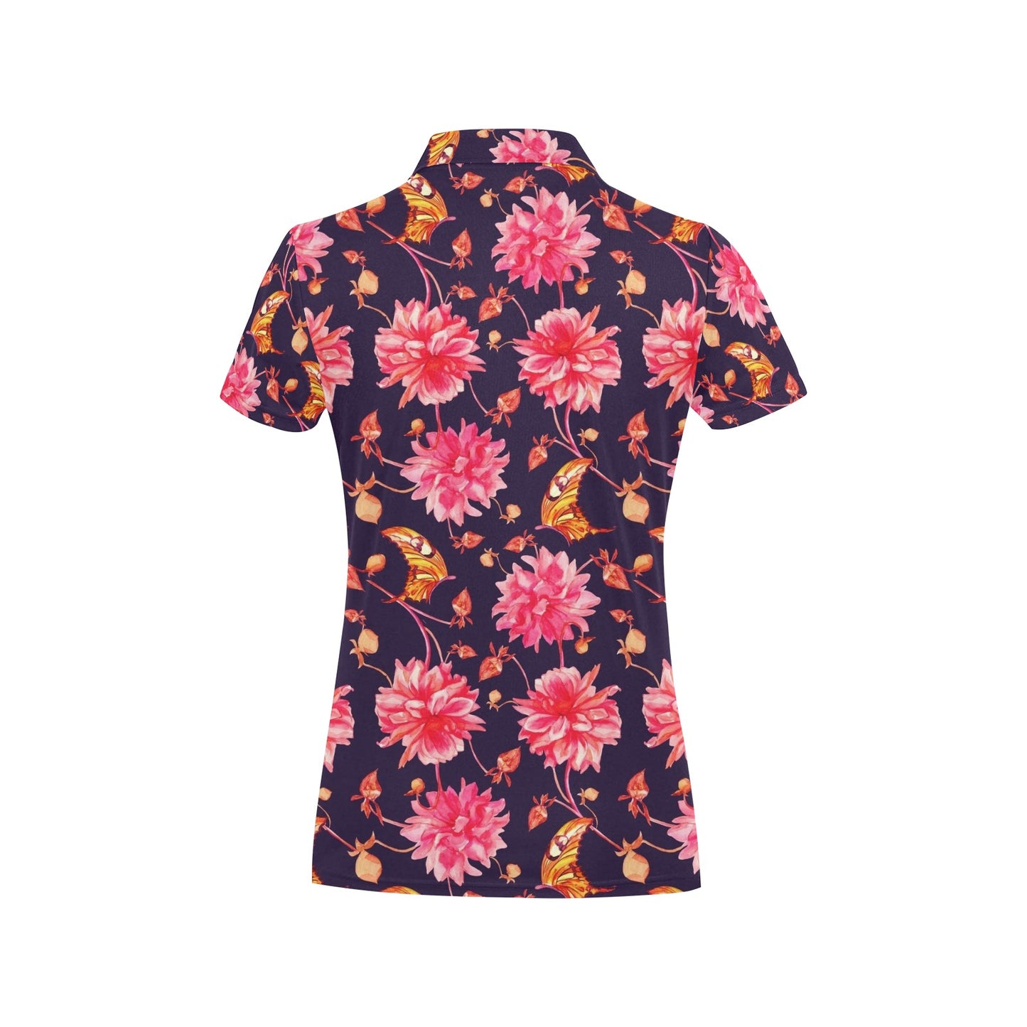 Dahlia Pattern Print Design DH03 Women's Polo Shirt