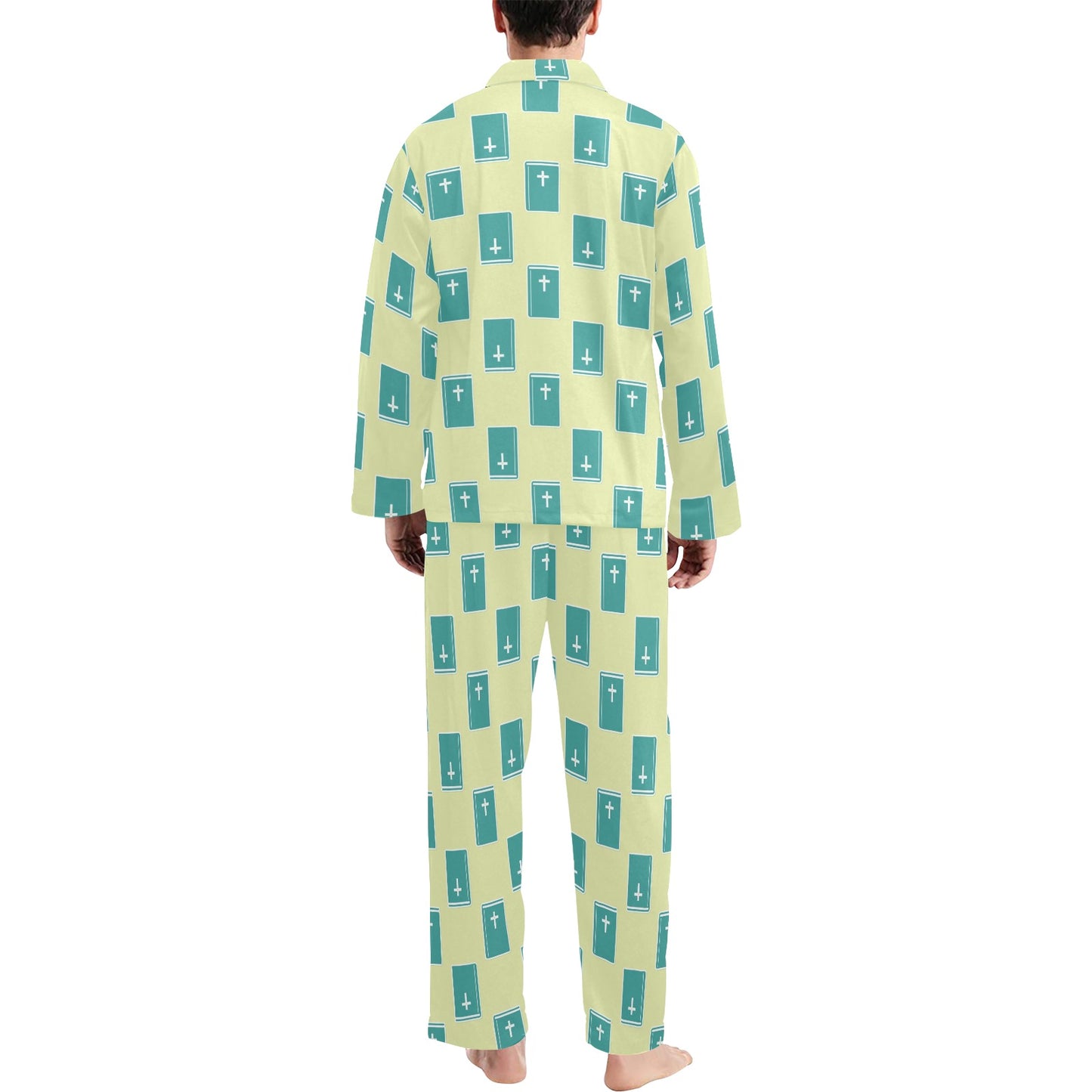 Bible Pattern Print Design 04 Men's Long Pajama Set